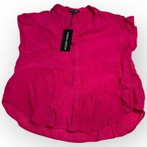 NWT Modern Works Fuchsia Pink Button-Up Sleeveless Top - Size Small